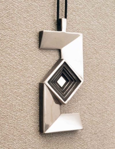 pendant/necklace: 1970, silver, gold accent