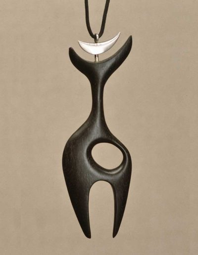 pendant/necklace: ebony, silver accent