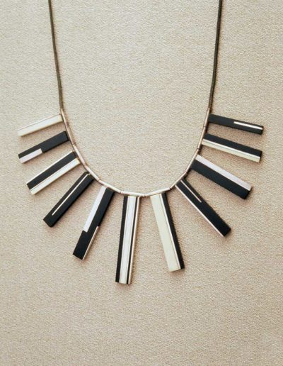 necklace: late 1960s, silver, ebony, walrus ivory