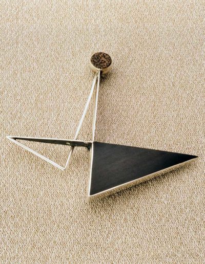 pin: ebony, silver, wood accents