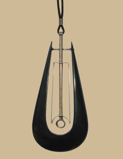 necklace: ebony, silver, cord